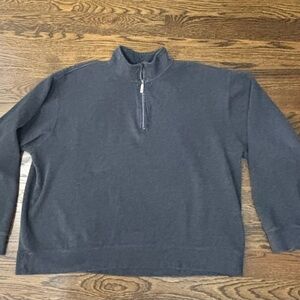 Orvis Men's Gray Cotton Pullover Sweatshirt 1/4 Zip Mock Neck Long Sleeve XXL